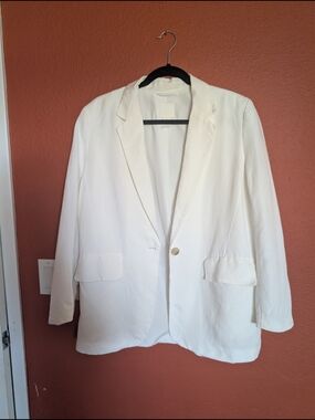 H&M Cream White Linen Blend Blazer